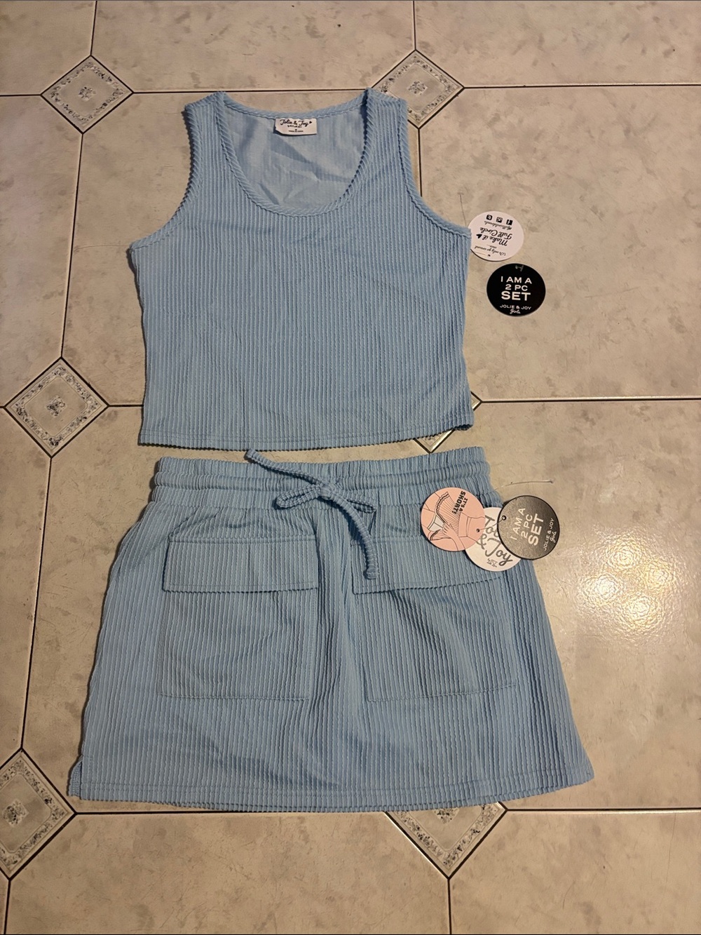 Light Blue Ribbed Skort Set - Brand: Wild Fable